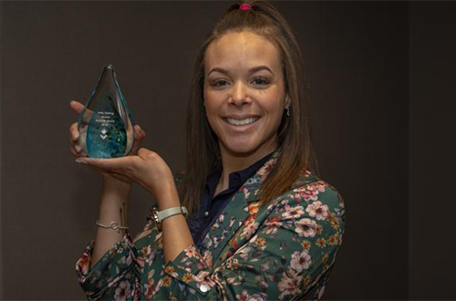 Holly Sterling with glass award